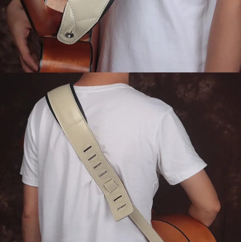 Détails réglages de la Sangle Guitare Cuir Prestige – Vintage Classique en Cuir Premium
