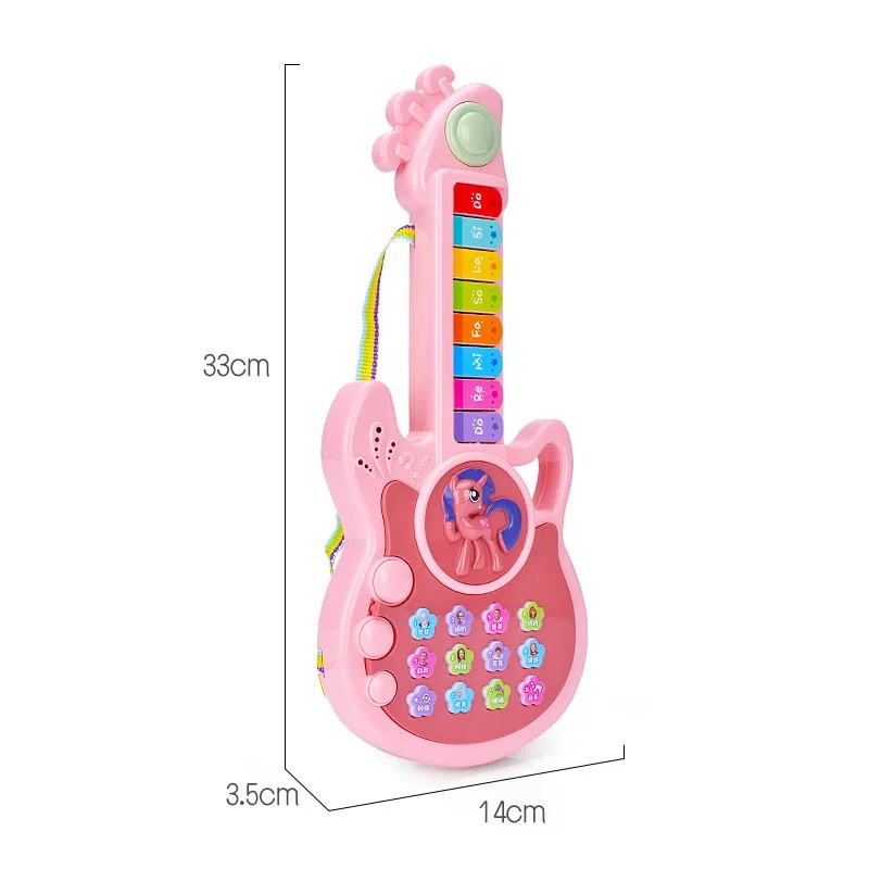 Dimensions Guitare enfant – Thématique ludique – “Mini Licorne Rock” - 2 couleurs au choix !