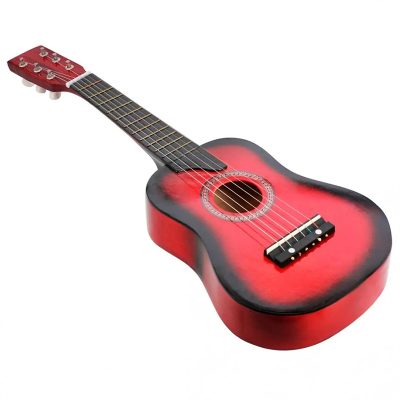Guitare accoustique pour enfant en bois de tilleul Couleur Rouge