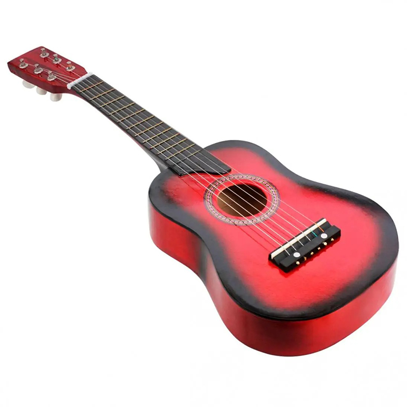Guitare accoustique pour enfant en bois de tilleul Couleur Rouge