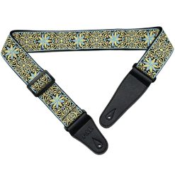 Sangle Guitare Acoustique Tissé Jacquard 'Ornement Doré
