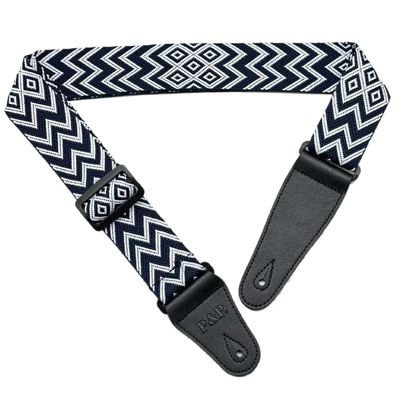 Sangle Guitare Acoustique Tissé Jacquard 'Vague Nocturne'