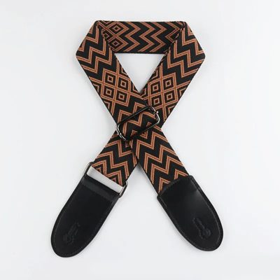 Sangle Guitare Classique Zigzag Tribal Couleur Marron