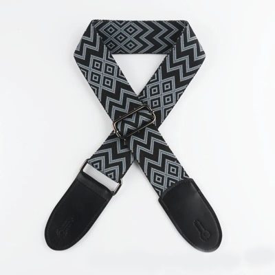 Sangle Guitare Classique Zigzag Tribal Couleur Noir