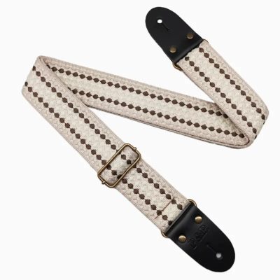 Sangle Guitare Classique – Trame Vintage Couleur Blanc