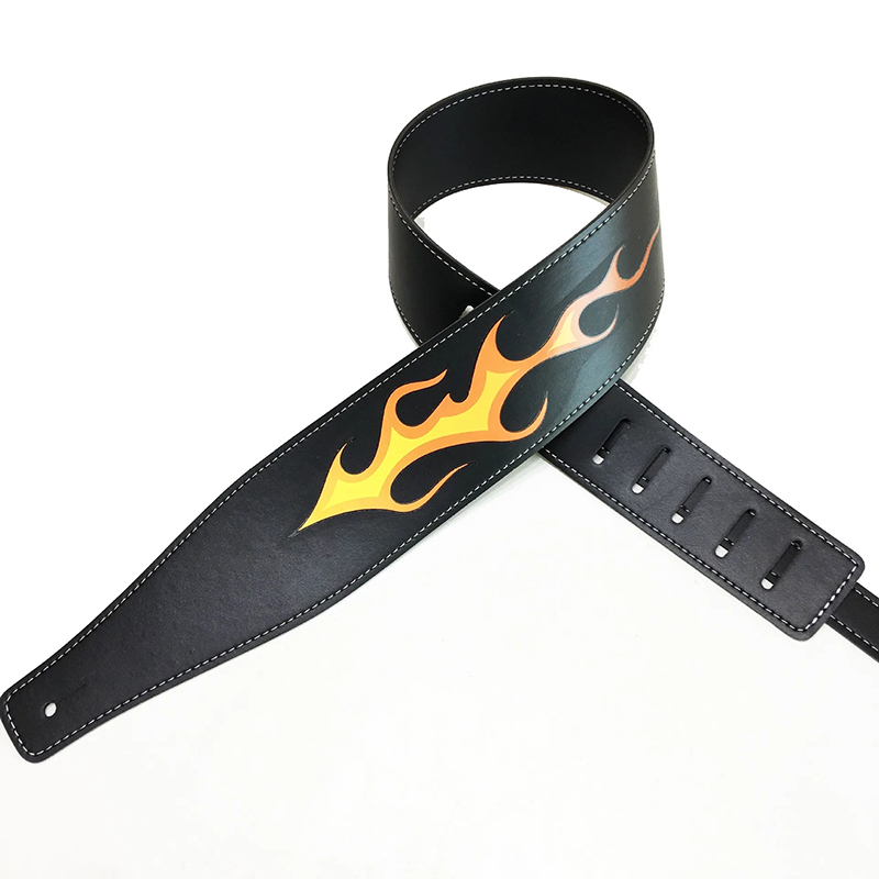 Sangle Guitare Flammes Lames de Feu