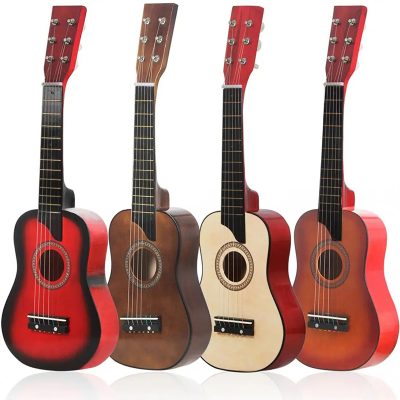 Vue de côté Guitare accoustique pour enfant en bois de tilleul - 4 couleurs au choix !