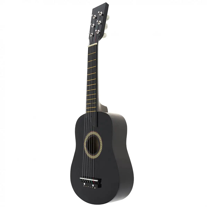 Vue de côté Guitare classique pour enfant en bois de tilleul de couleur noir