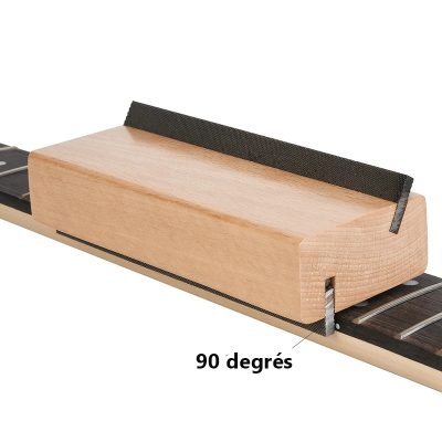 Vue détaillée Outil Lime de Luthier 2-en-1 pour Guitare – Bloc en Bois avec Angles 35° et 90° pour Polissage et Entretien des Frettes
