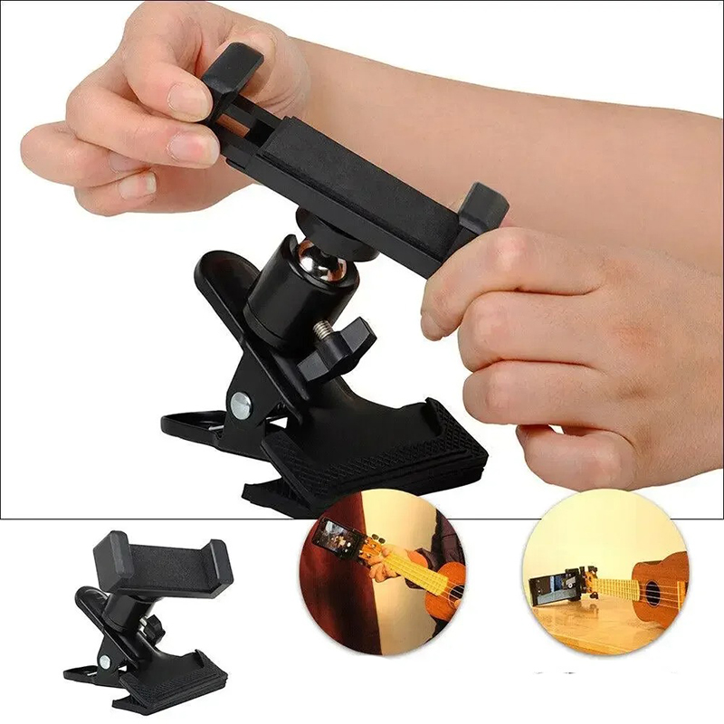 Vue détaillée Support Téléphone Musicien – Clip Universel pour Guitare & Instruments
