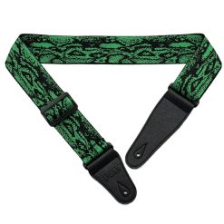 Vue générale Sangle Guitare Acoustique Tissé Jacquard 'Peau de Serpent Verte'