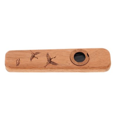 Avant Kazoo en Bois Gravé à Motif Grues du Japon et Finition Artisanale
