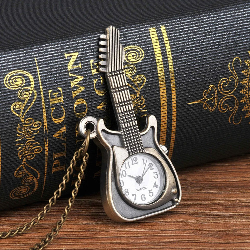 Avant Pendentif Guitare Rock et Montre de Poche - Time Solo Vintage