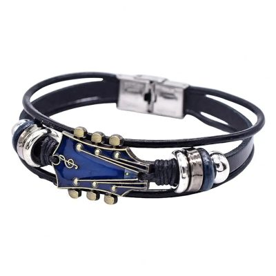 Bracelet Guitare – Tête de Manche Rock 'Accords Chromatiques' Couleur Bleu