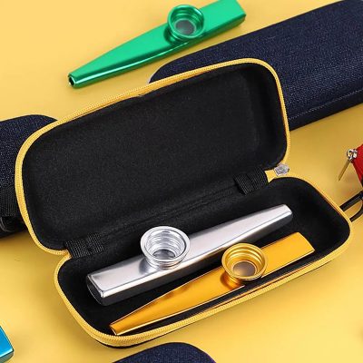 Étui Rigide pour Kazoo - Pochette de Transport Antichoc avec Mousqueton Couleur Jaune