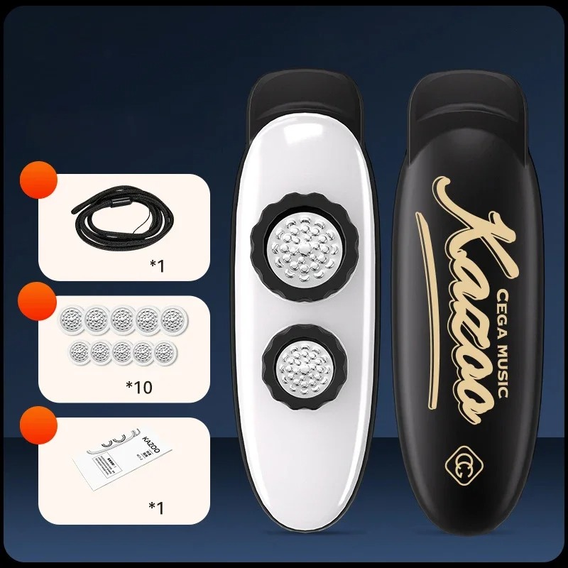 Kazoo Bivibrato Tube Unique à Double Résonance (Son Riche et Vibrant) - idéal pour amateurs Couleur blanc