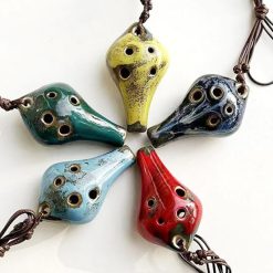 Magnifique Ocarina en Céramique Miniature - Pendentif Musical 6 Trous