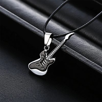 Magnifique Pendentif Guitare Rock 'Crystal Jam' - couleurs Argent