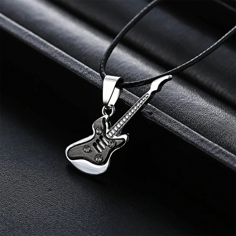 Magnifique Pendentif Guitare Rock 'Crystal Jam' - couleurs Argent
