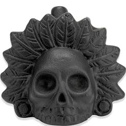 Magnifique Sifflet Aztèque Rituel Crâne du Soleil Noir