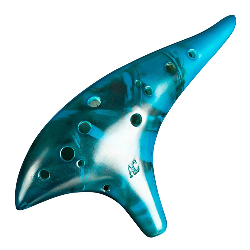 Ocarina 12 Trous Alto C - Instrument à Vent en Résine pour Débutants et Musiciens Confirmés (Style Zelda) Couleur Bleu
