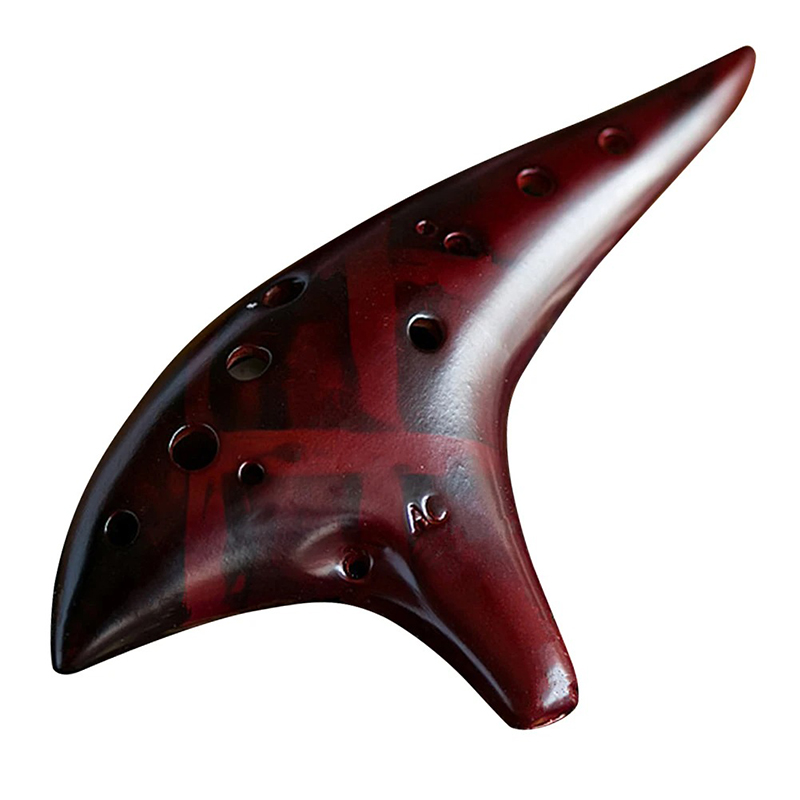 Ocarina 12 Trous Alto C - Instrument à Vent en Résine pour Débutants et Musiciens Confirmés (Style Zelda) Couleur Rouge