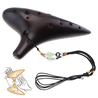 Ocarina Céramique 12 Trous - Mélodie des Éléments Couleur Noir