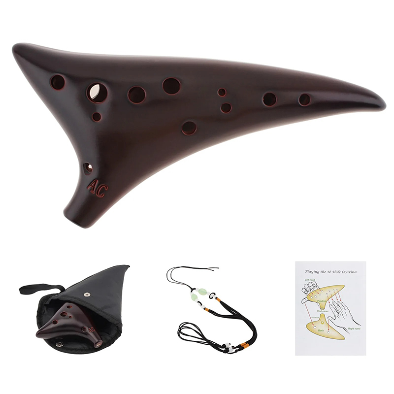 Ocarina Céramique 12 Trous - Mélodie des Éléments Couleur Wood