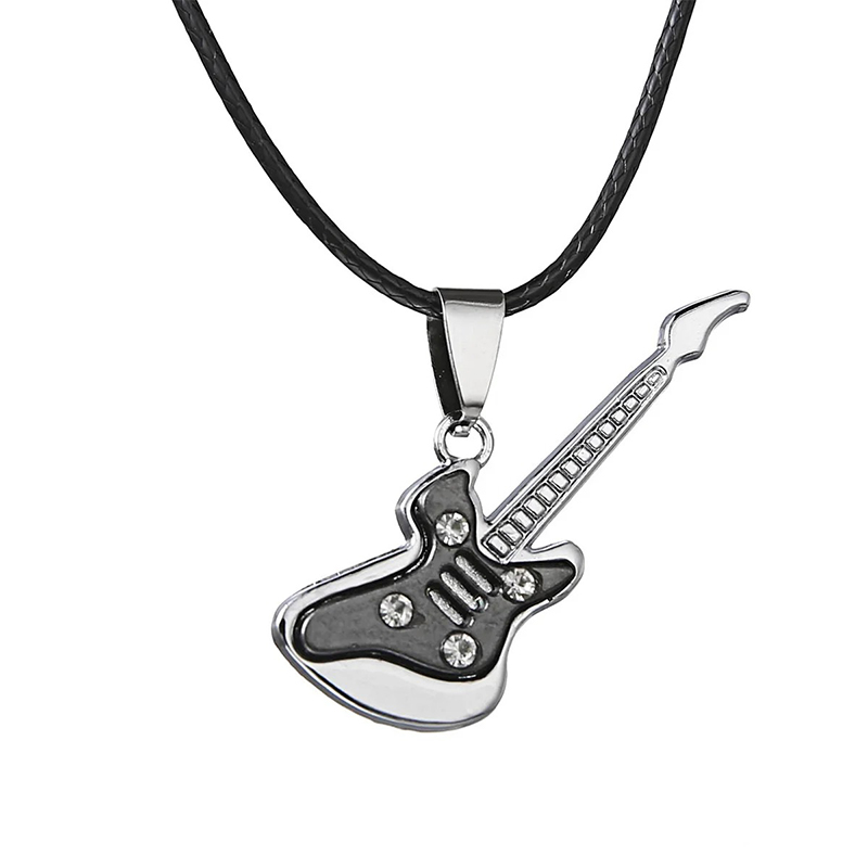 Pendentif Guitare Rock 'Crystal Jam' Couleur Noir
