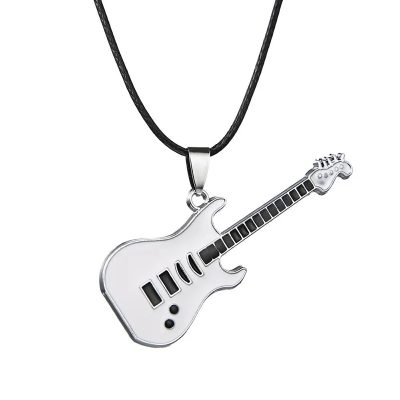 Pendentif Guitare Rock 'Double Solo' Couleur Blanc