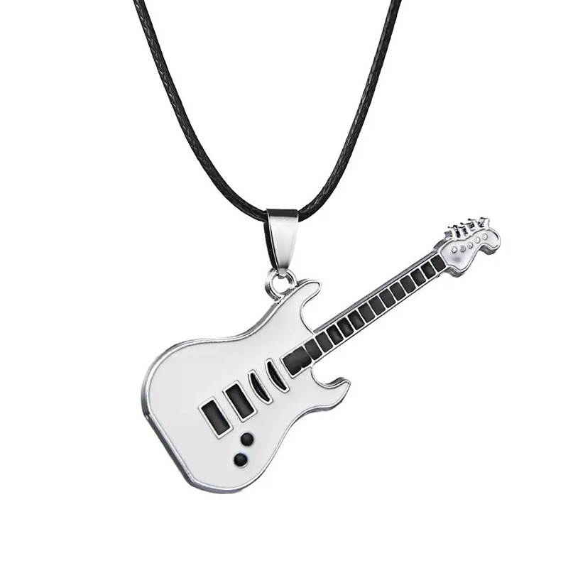 Pendentif Guitare Rock 'Double Solo' Couleur Blanc