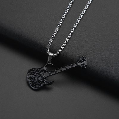 Pendentif - Guitare Rock Metal - Dark Flame Skull