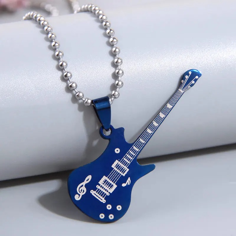 Pendentif Guitare Rock 'Metal Symphony' Couleur Bleu