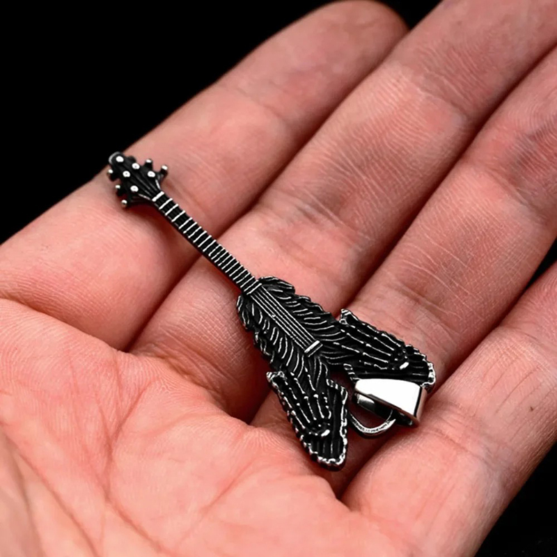 Pendentif - Guitare Rock Metatl - Griffe Squelettique