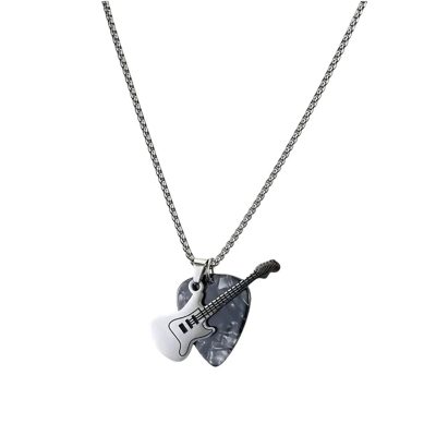 Pendentif Guitare Rock 'Pick & Roll' Couleur Noir