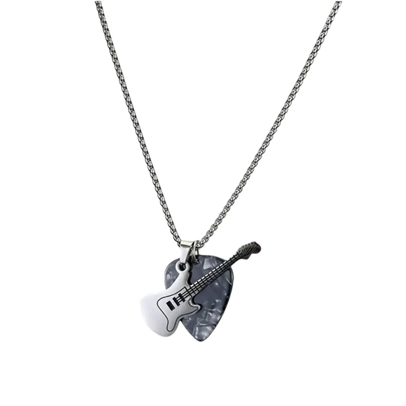 Pendentif Guitare Rock 'Pick & Roll' Couleur Noir