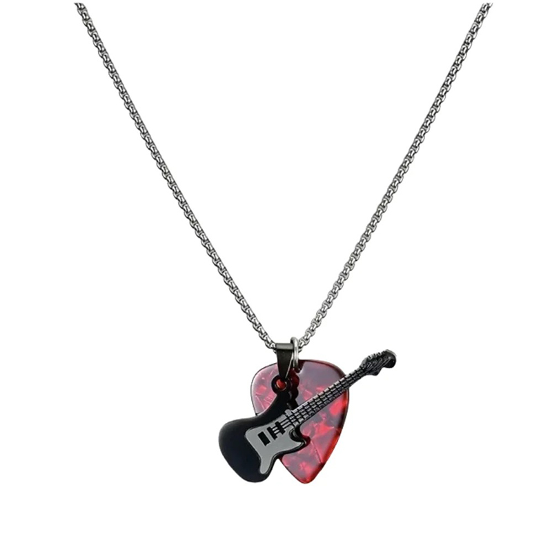Pendentif Guitare Rock 'Pick & Roll' Couleur Rouge