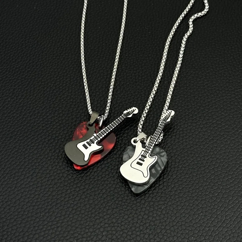 Pendentif Guitare Rock 'Pick & Roll' Couleur