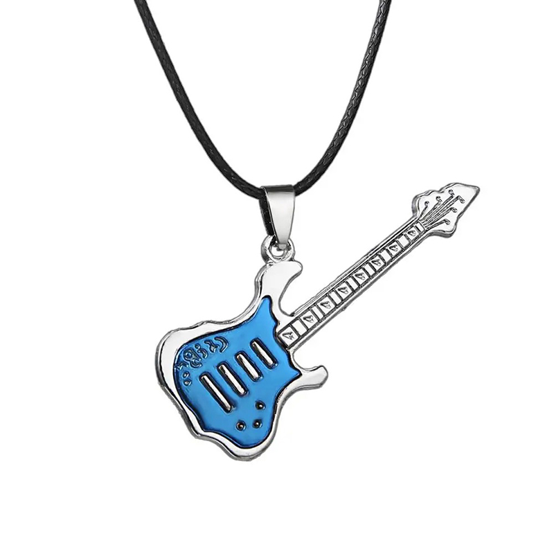 Pendentif Guitare Rock 'Solo Chromatique' Couleur Bleu