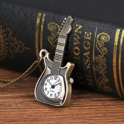 Pendentif Guitare Rock et Montre de Poche - Time Solo Vintage