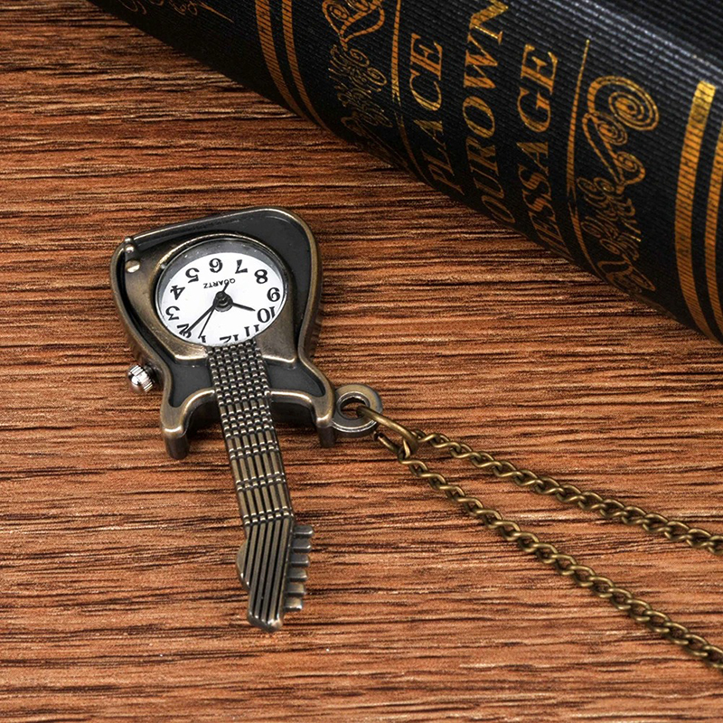 Pendentif - Guitare Rock et Montre de Poche - Time Solo Vintage
