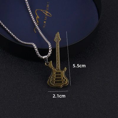 Dimensions Pendentif Guitare Rock – Bronze Vintage Vibe