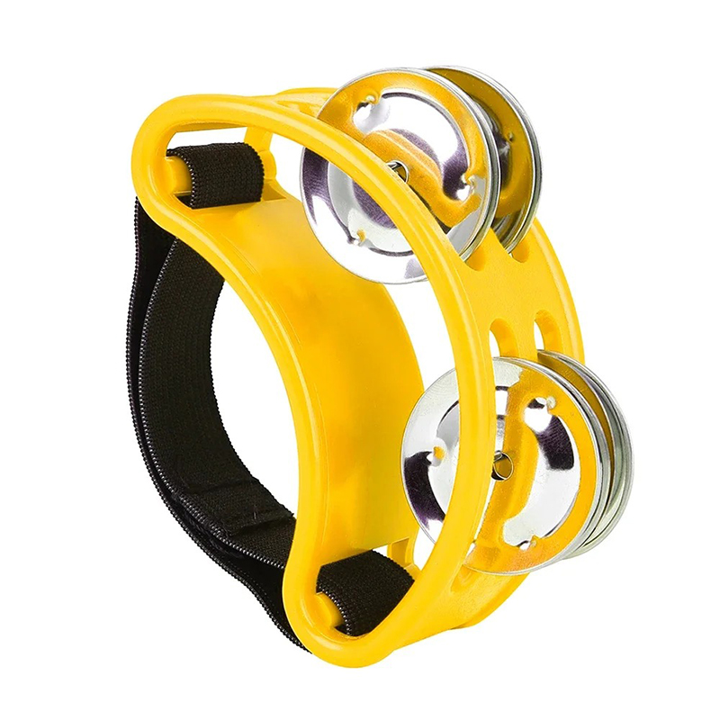 Tambourin à Pied pour Musicien – Accessoire Percussion Foot Jingle Beat Multicolore Couleur Jaune