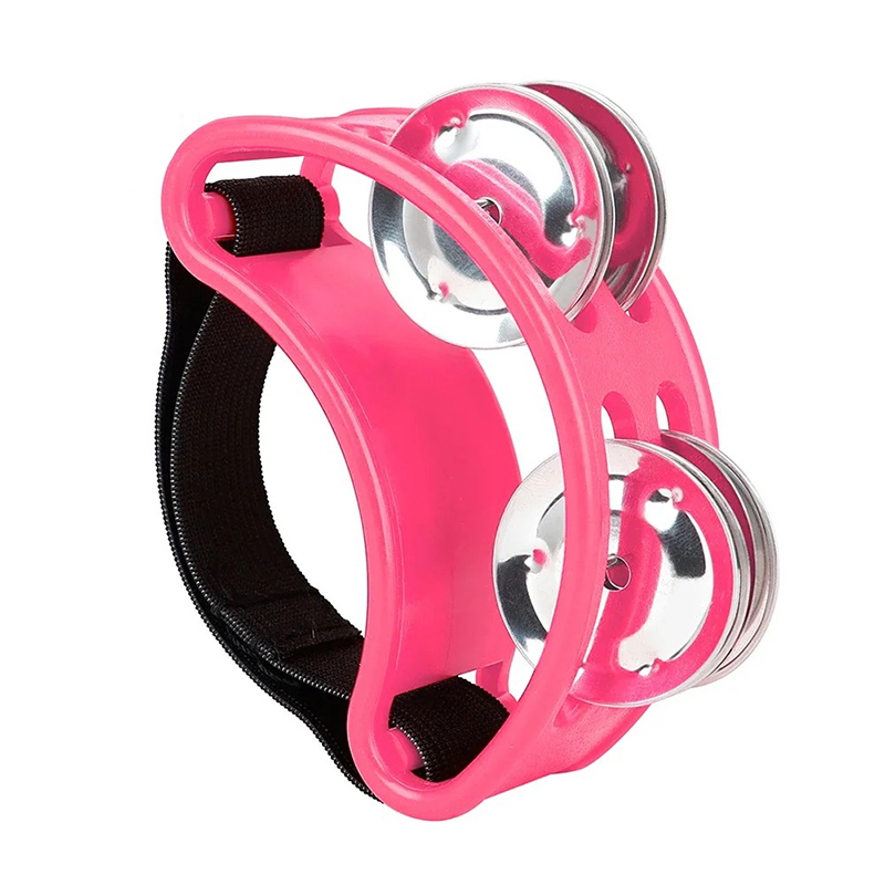 Tambourin à Pied pour Musicien – Accessoire Percussion Foot Jingle Beat Multicolore Couleur ROse
