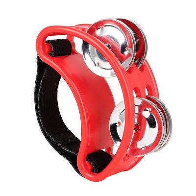 Tambourin à Pied pour Musicien – Accessoire Percussion Foot Jingle Beat Multicolore Couleur Rouge