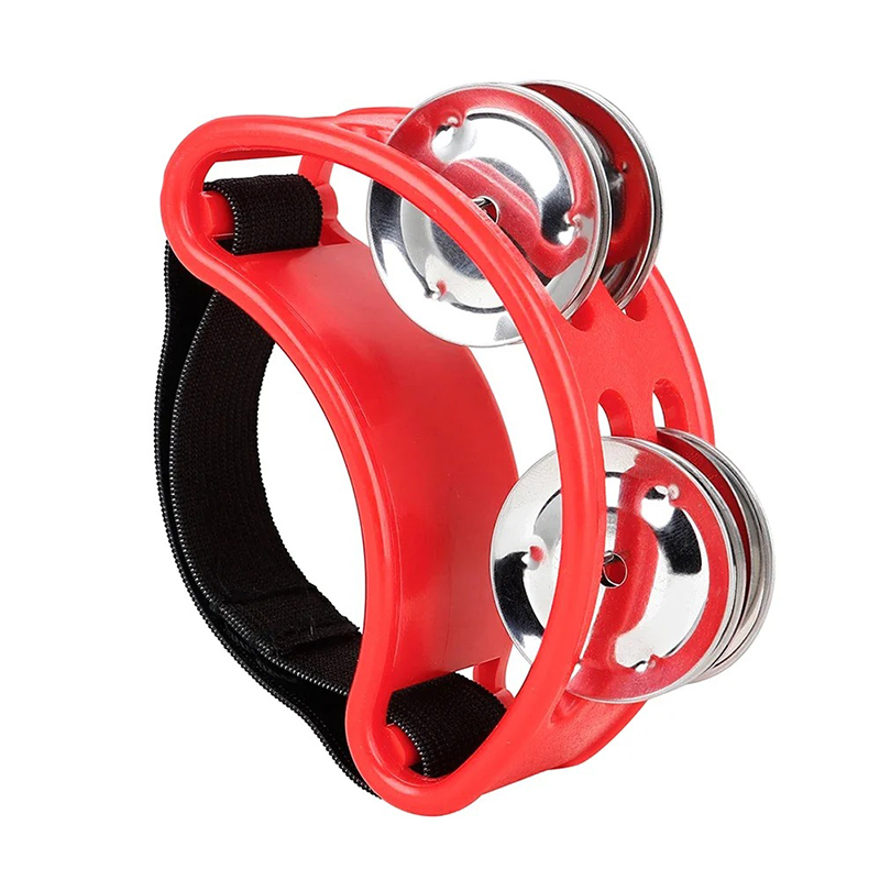 Tambourin à Pied pour Musicien – Accessoire Percussion Foot Jingle Beat Multicolore Couleur Rouge