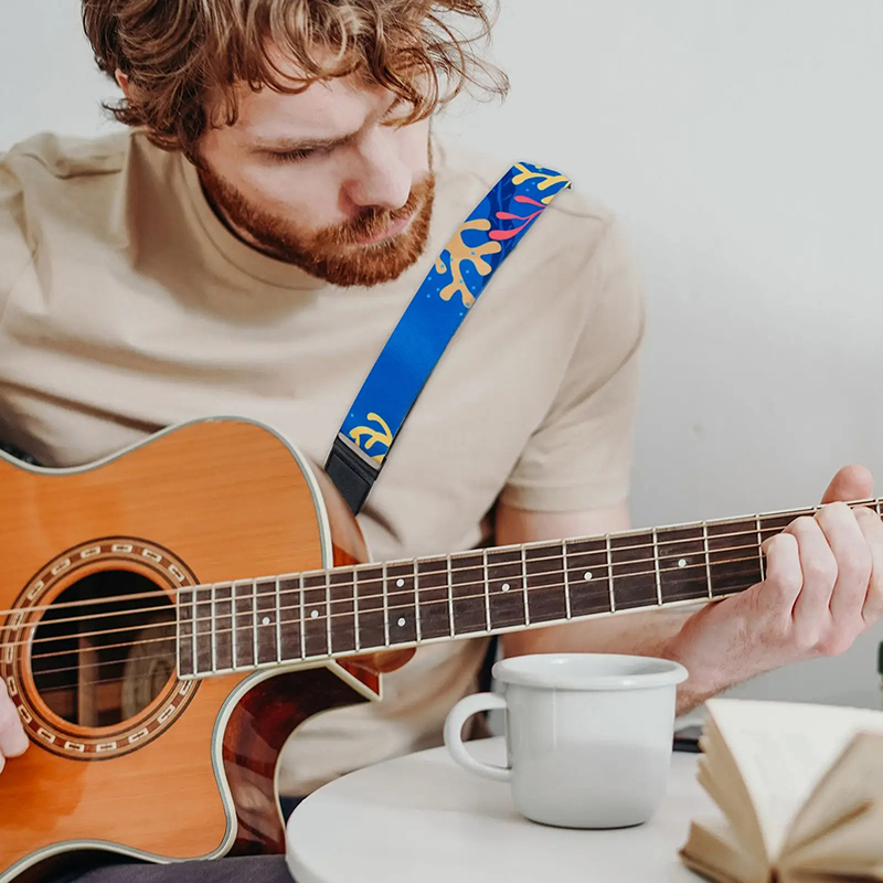 Vue Portée Sangle Guitare Colorée - Thématique Océan – Corail Pop