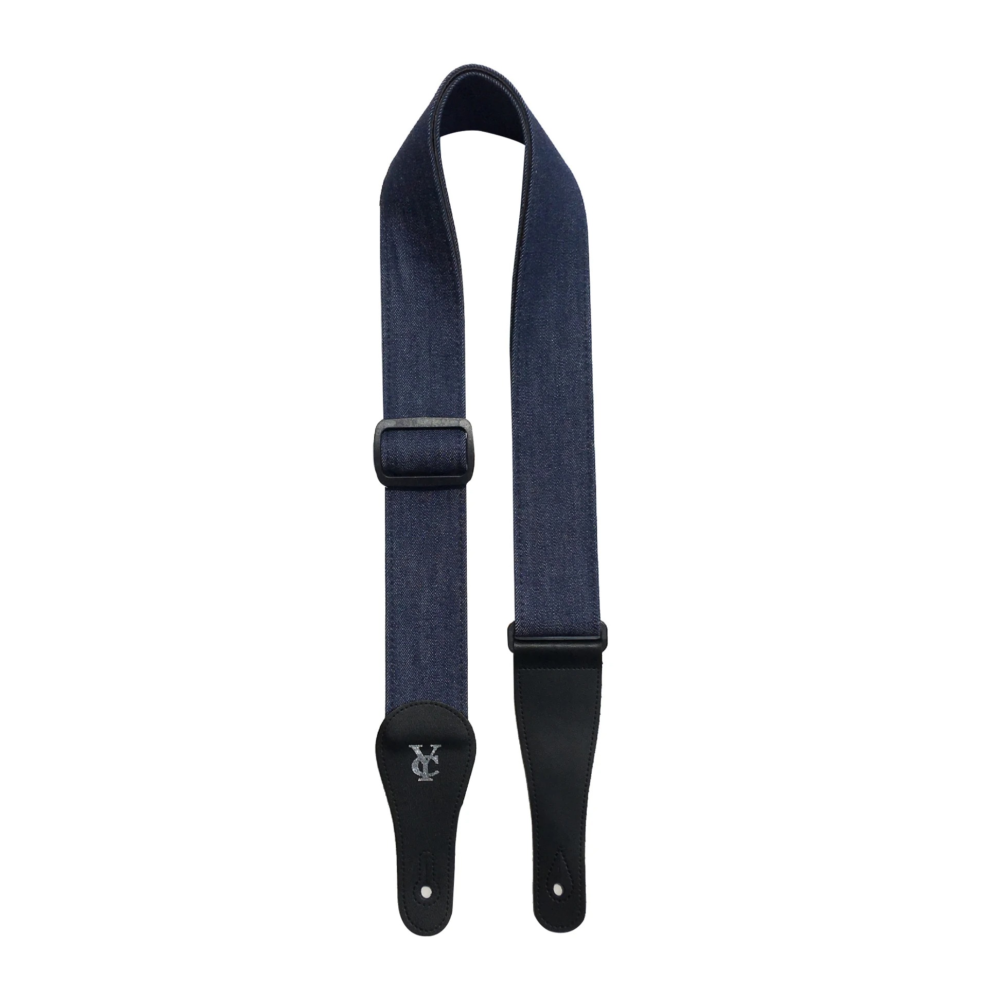Vue complète de la Sangle Guitare Denim - Bleu Indigo Brut