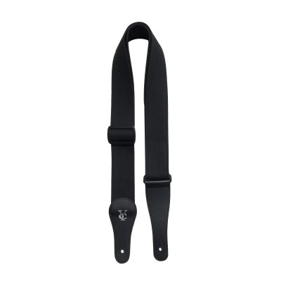Vue complète de la Sangle Guitare Denim Noir - Nuit Électrique Full Black Stage