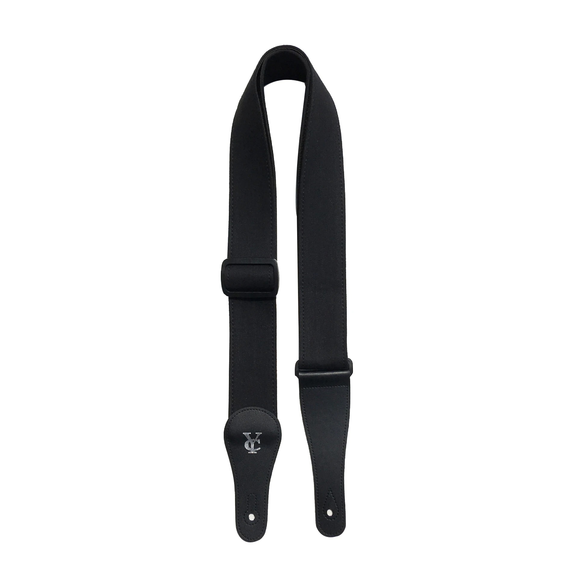 Vue complète de la Sangle Guitare Denim Noir - Nuit Électrique Full Black Stage